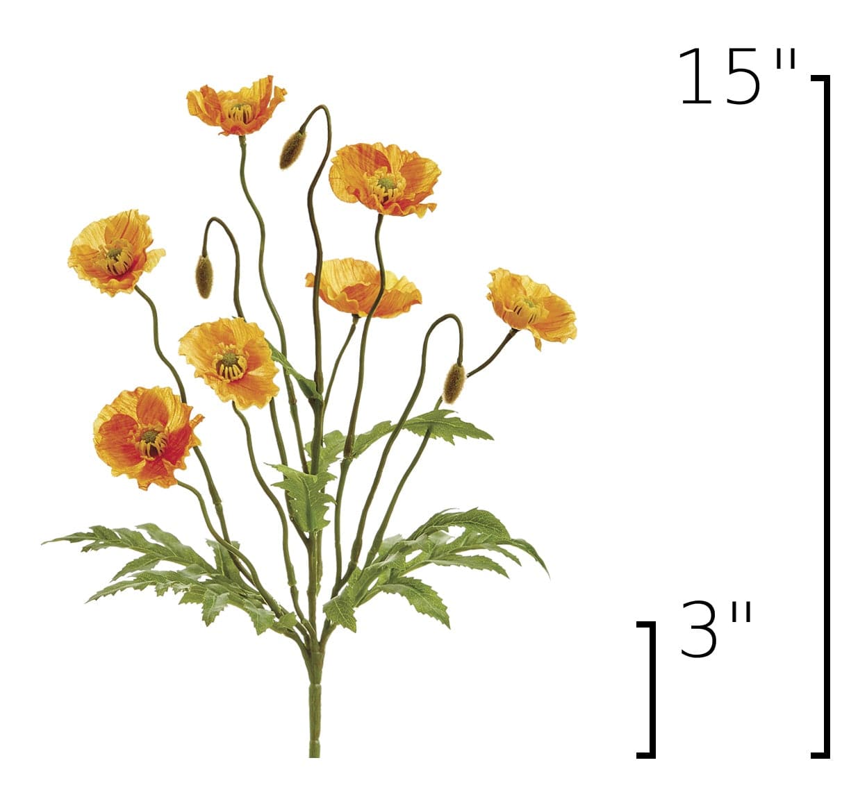 Size guide: 15 inches overall, splits at 3 inches