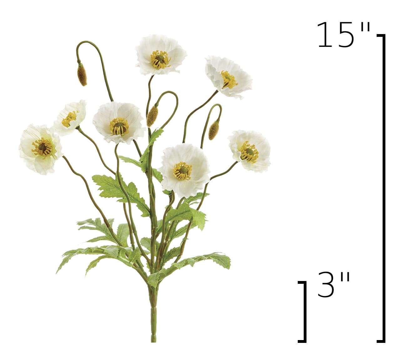 Size guide: 15 inches overall, splits at 3 inches