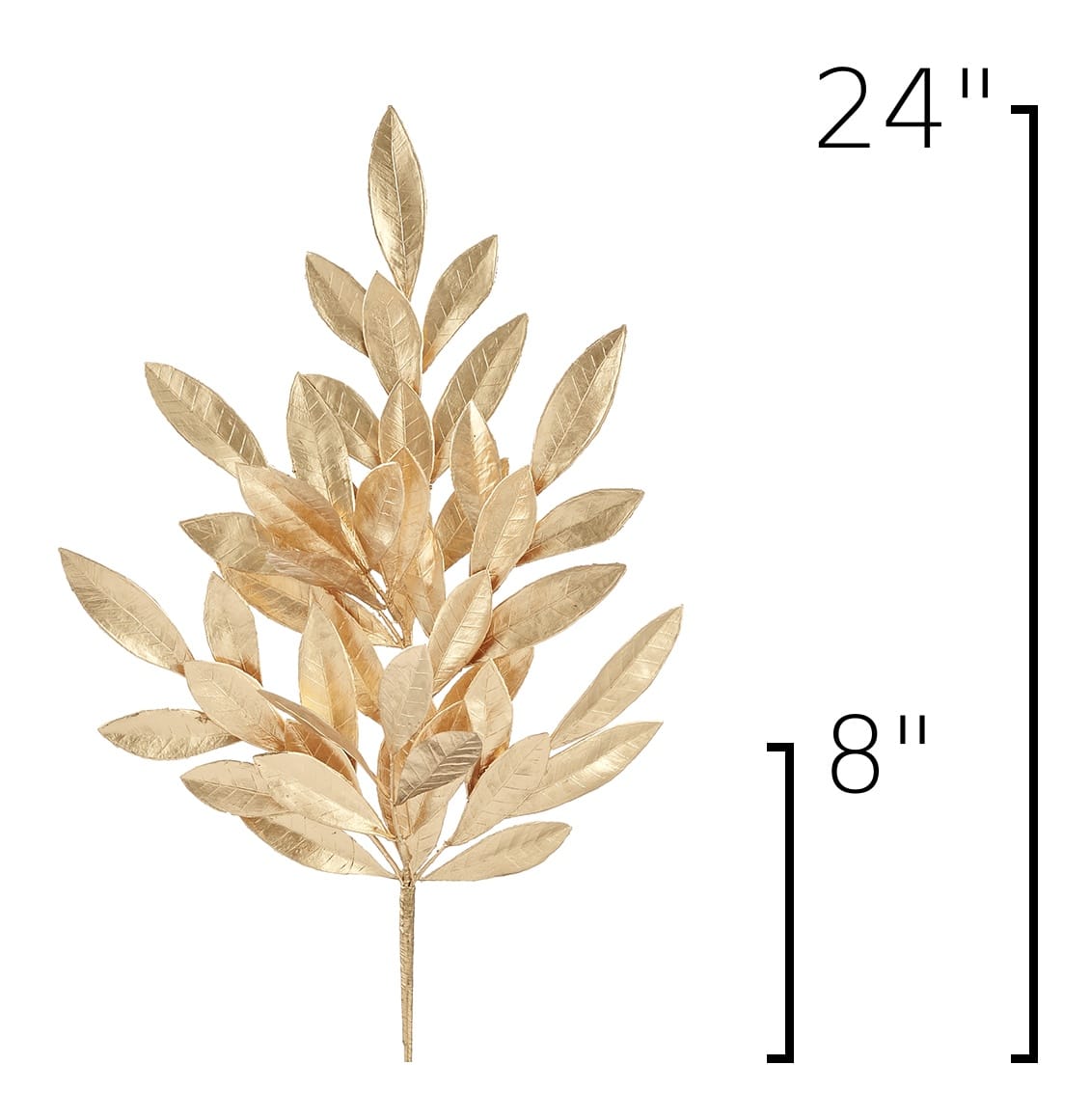 24" Faux Gold Bay Leaf Stem
