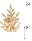 24" Faux Gold Bay Leaf Stem