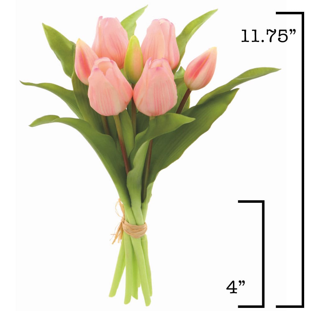 11.75" Faux Real Touch Light Pink Tulip Stem Bundle