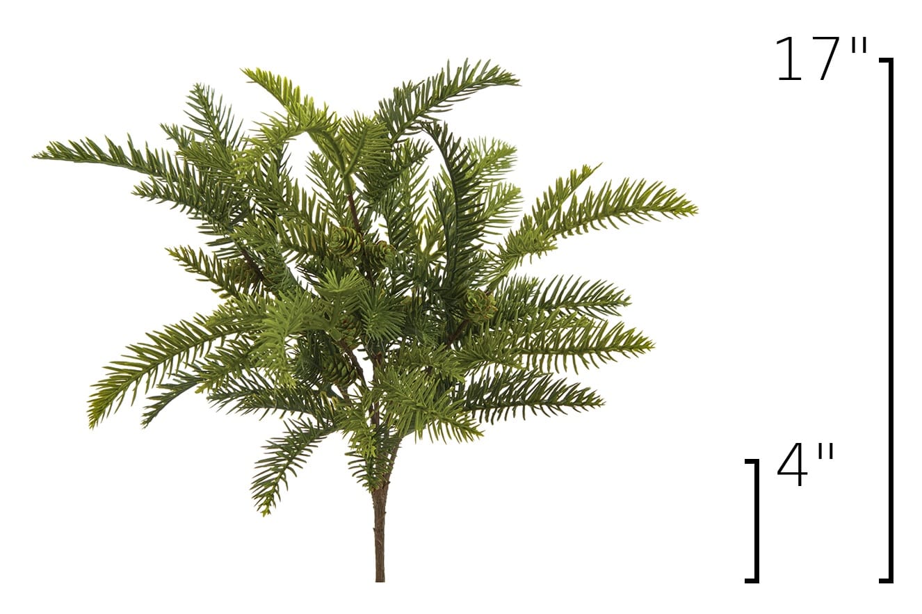 17" Faux Pine Bush with Pinecones
