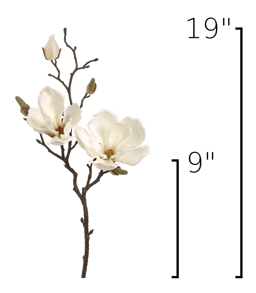 19" Faux Magnolia Stem White