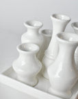 Square White Ceramic Bud Vases on Base