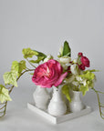 Square White Ceramic Bud Vases on Base