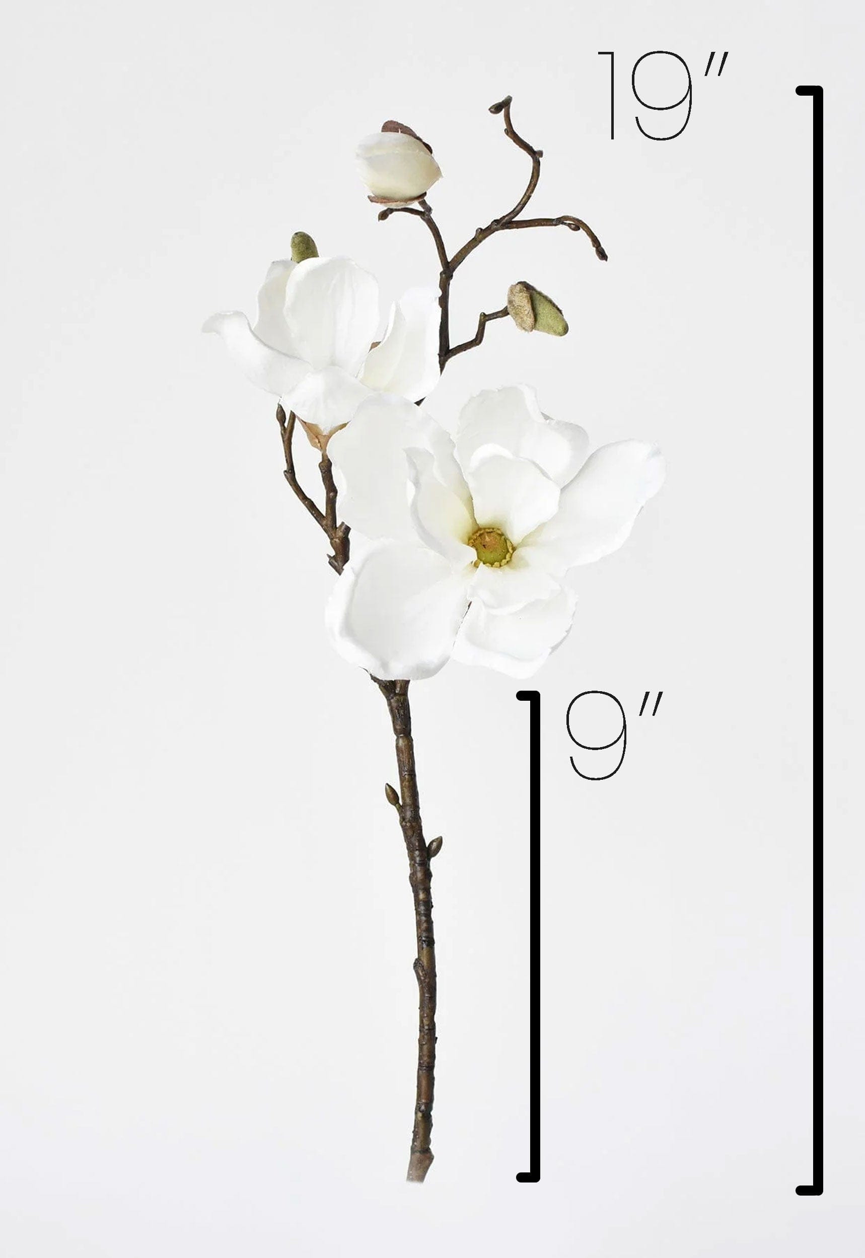 19" Faux Magnolia Stem White