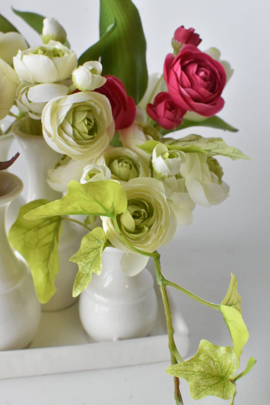 Square White Ceramic Bud Vases on Base