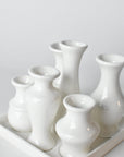 Square White Ceramic Bud Vases on Base