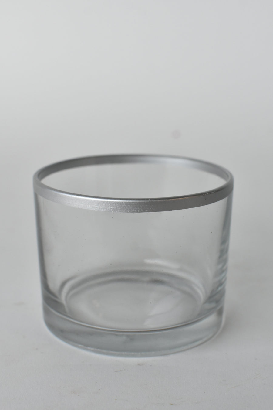 Clear Glass Container w/Silver Rim