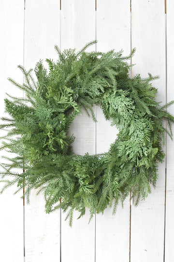 26" Faux Mixed Greenery Wreath
