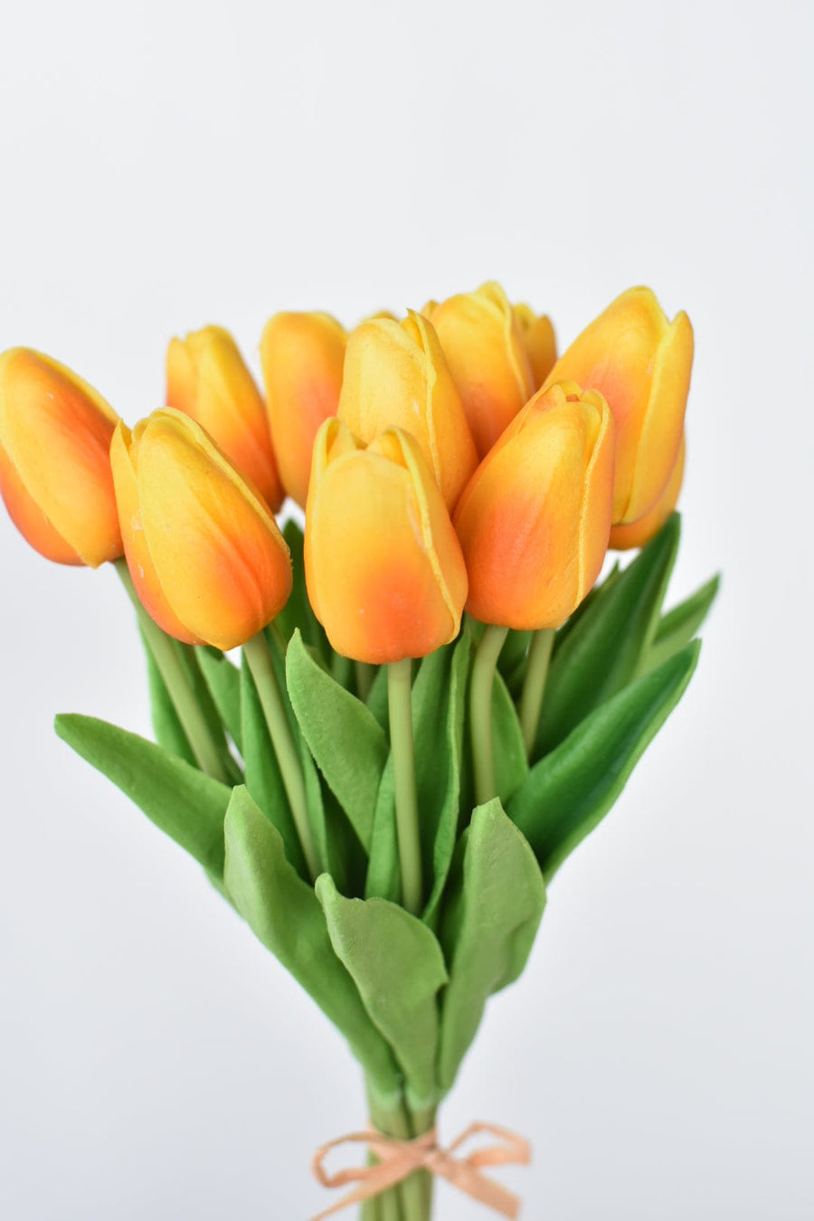 13.5" Faux Real Touch Orange/Yellow Mini Tulip Bundle : 12 Stems