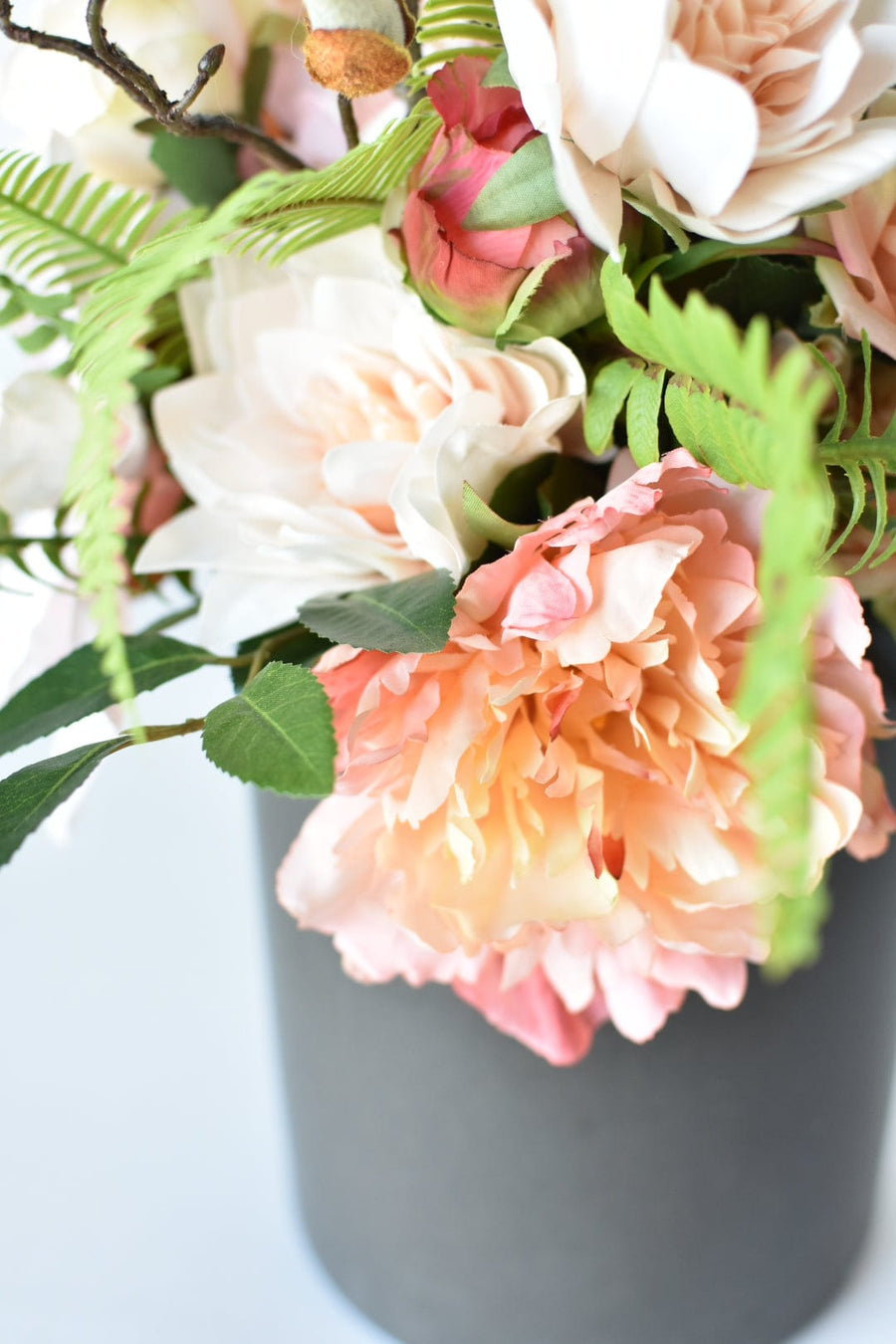 Pink + Peach with Fern Drop-In Bouquet Arrangement