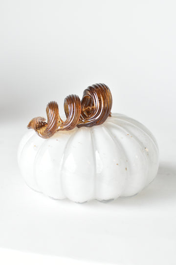 Small White Glass Pumpkin