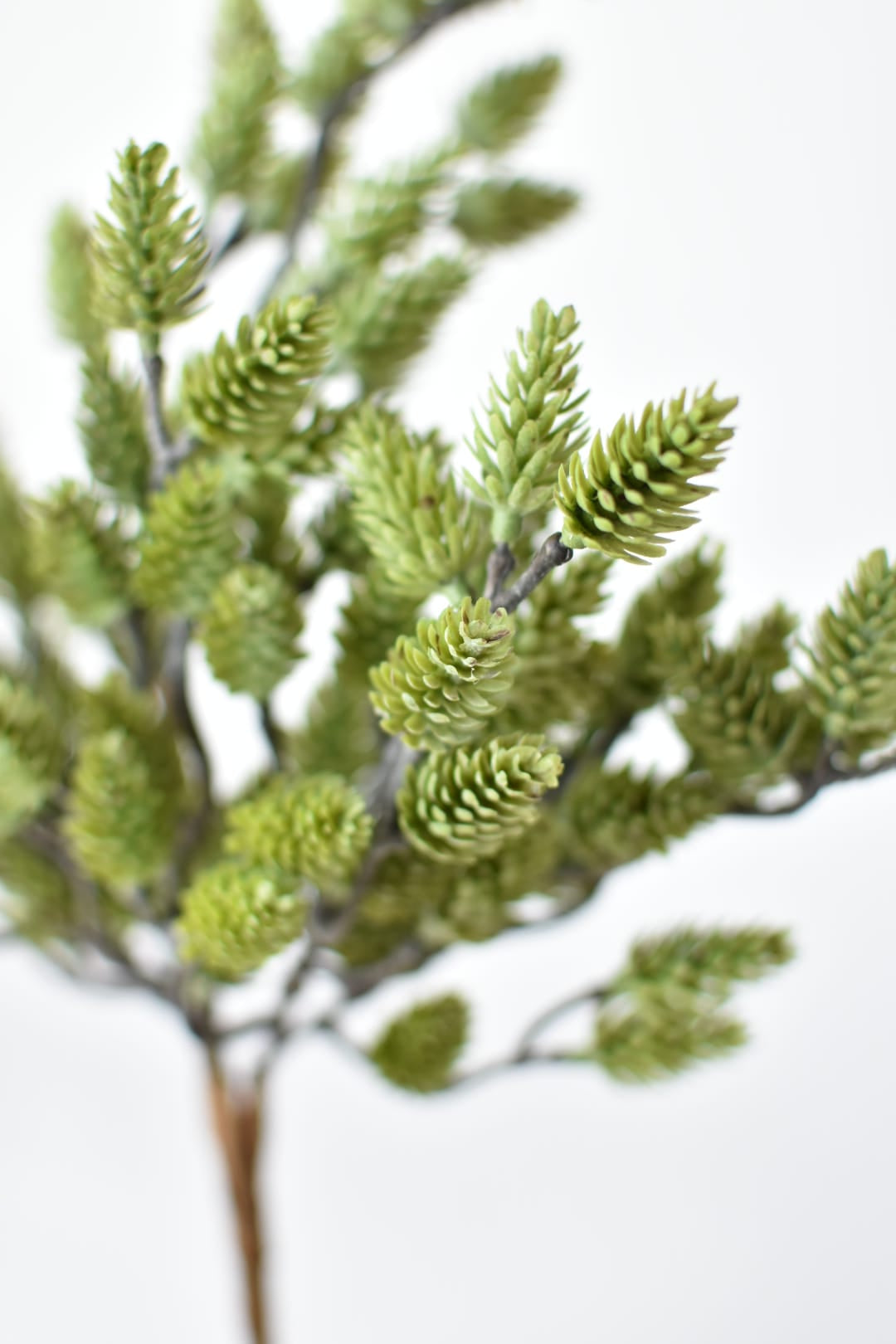 16-inch faux green pinecone bush with 80+ soft molded cones, full bush view