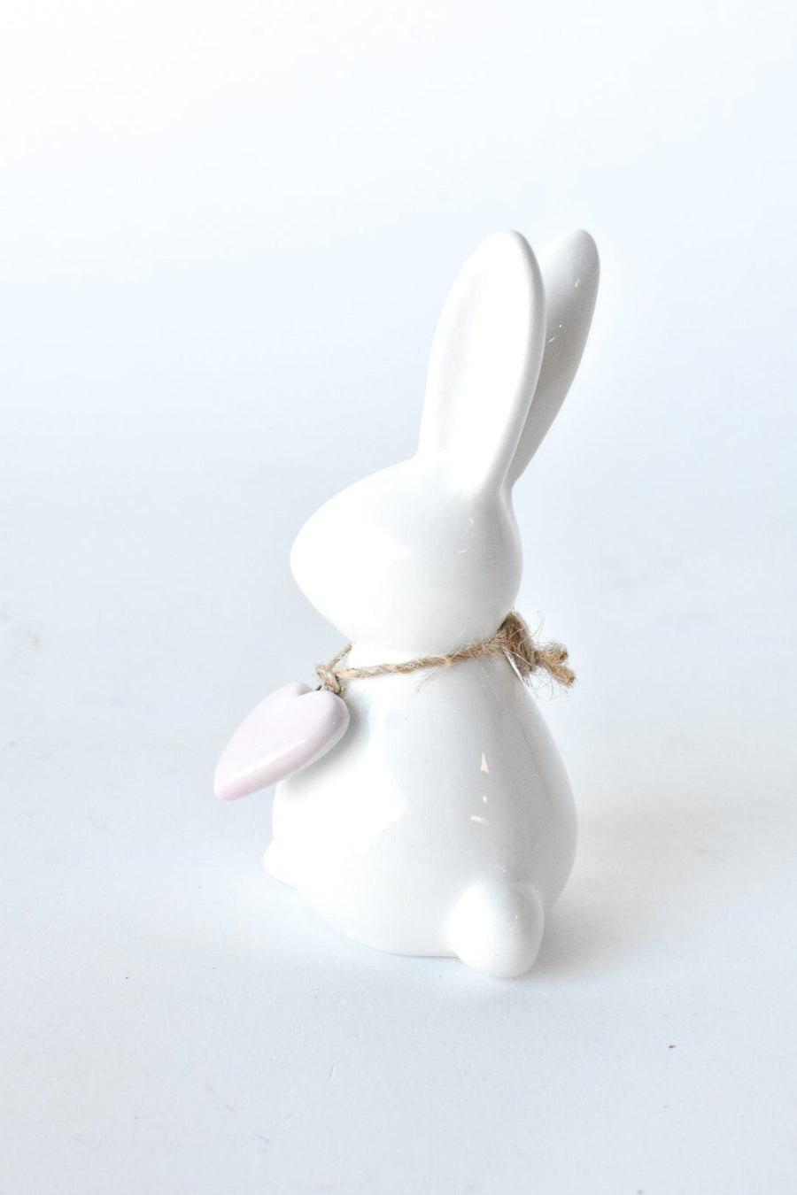 4" Ceramic Bunny w/Heart - White