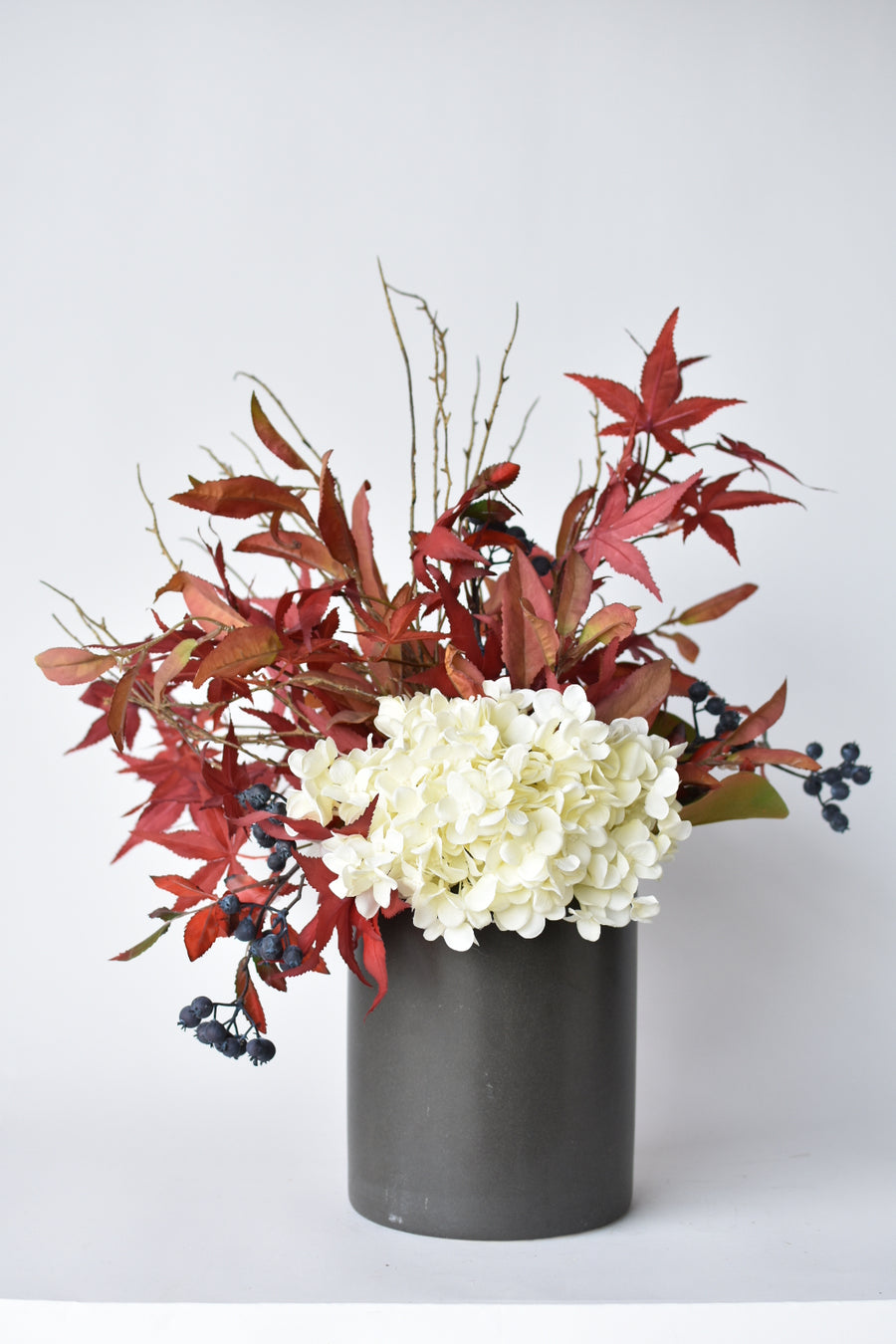 21" Faux Japanese Maple + Blue Berry Fall Drop-In Arrangement 9F