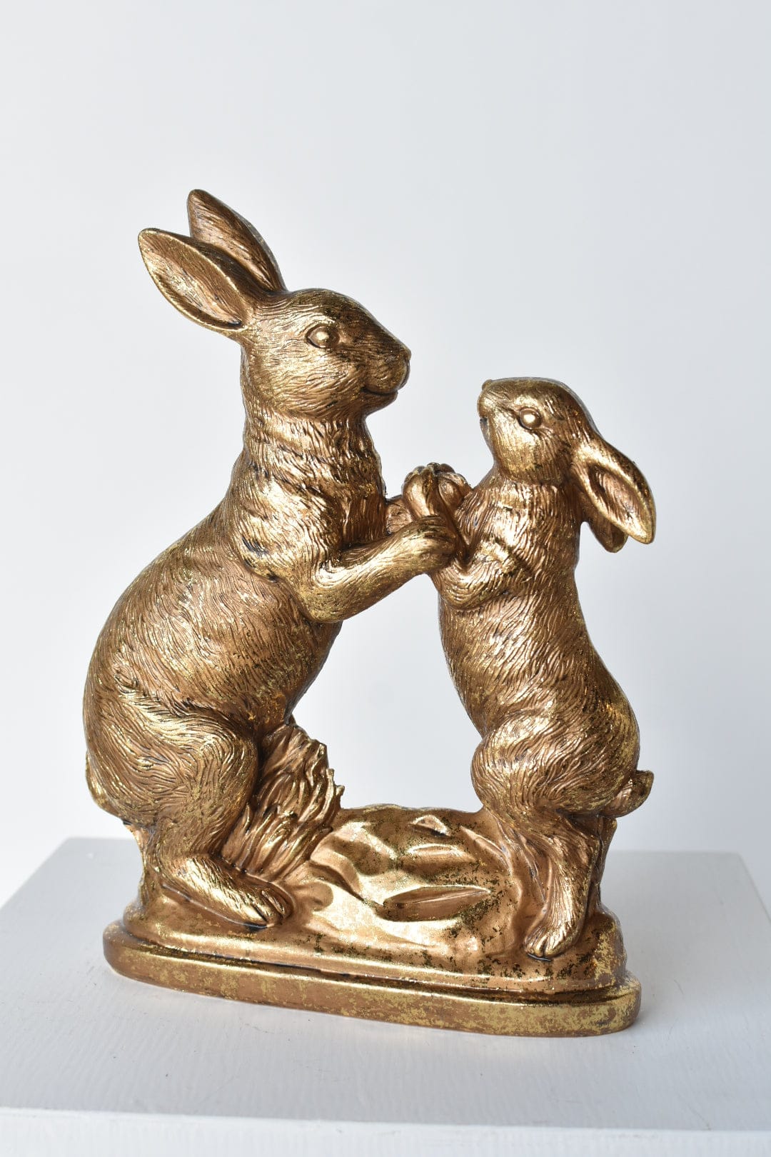 10.5" Gold Bunny Holding Hands Figure