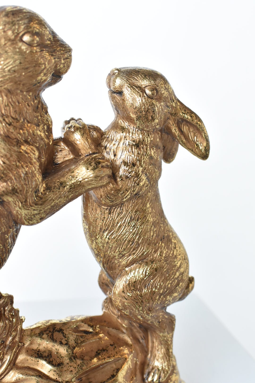 10.5" Gold Bunny Holding Hands Figure