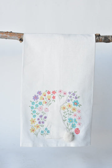 Velvet Appliqued Bunny Towel with Pom