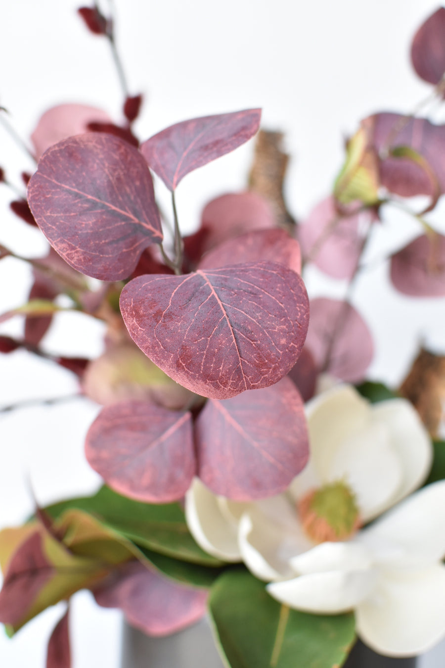 24" Faux Magnolia + Eucalyptus + Pheasant Feather Fall Drop-In Arrangement 10F