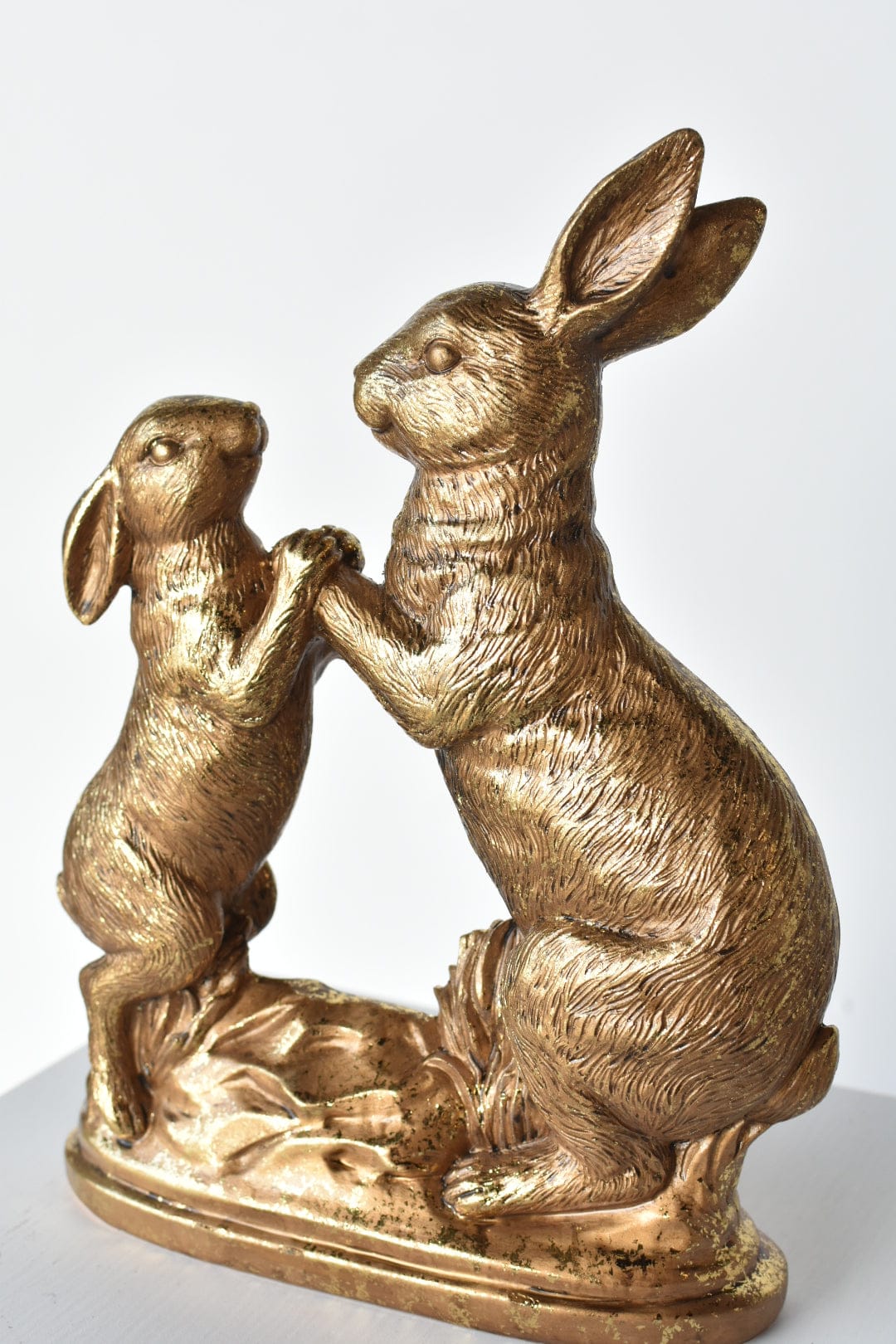 10.5" Gold Bunny Holding Hands Figure