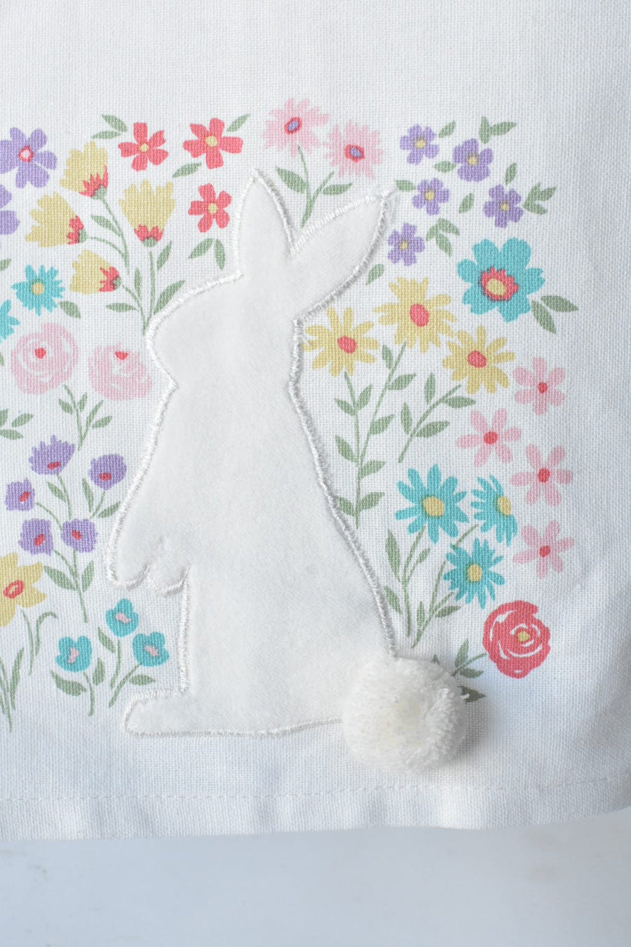 Velvet Appliqued Bunny Towel with Pom