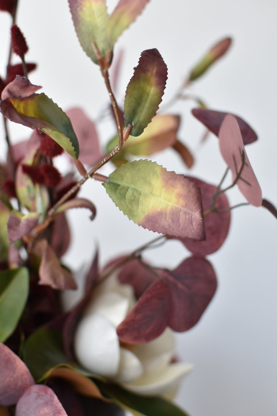 24" Faux Magnolia + Eucalyptus + Pheasant Feather Fall Drop-In Arrangement 10F