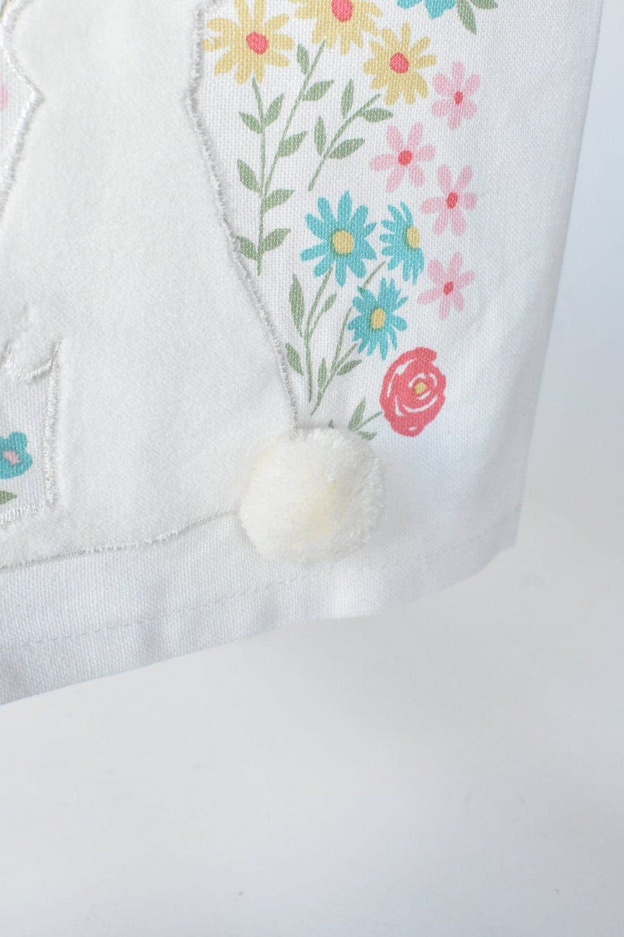 Velvet Appliqued Bunny Towel with Pom