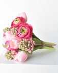 11" Shades of Pink Ranunculus, Hyacinth, and Tulip Bundle
