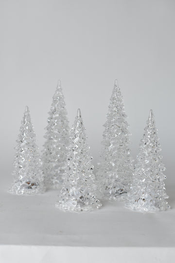 Set of 5 LED Light Up Acrylic Trees (7" + 9" H)