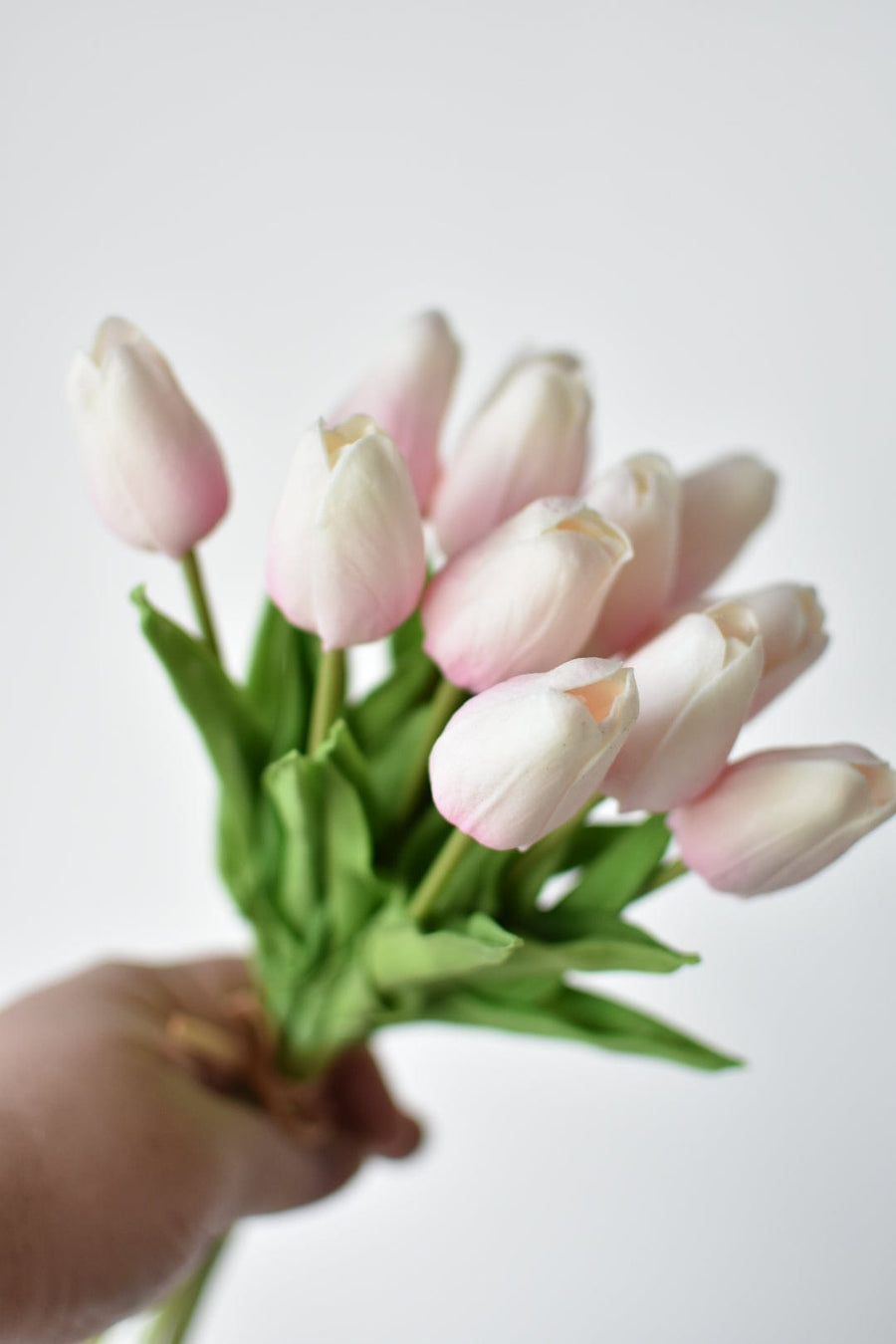 13.5" Faux Real Touch Cream/Pink Tulip Bundle : 12 Stems