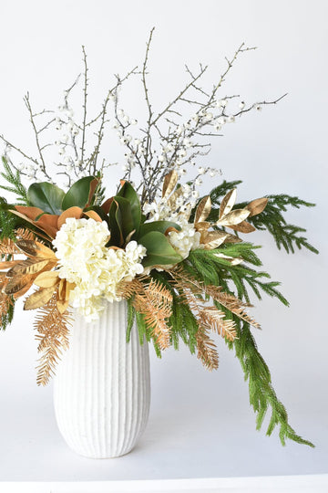 Gold Pine and Bay Leaf White Hydrangea - Curated Bundle