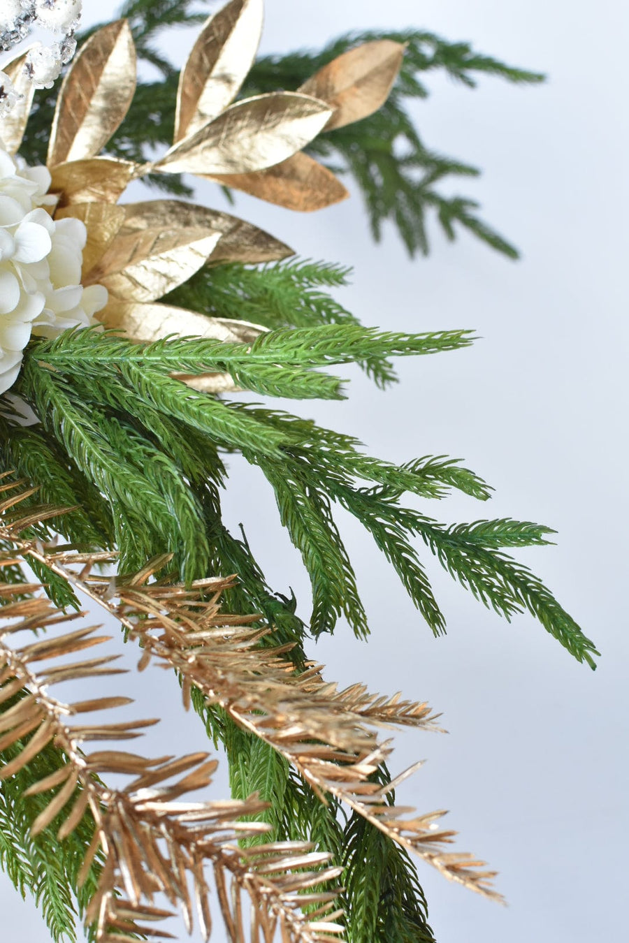 Gold Pine and Bay Leaf White Hydrangea - Curated Bundle