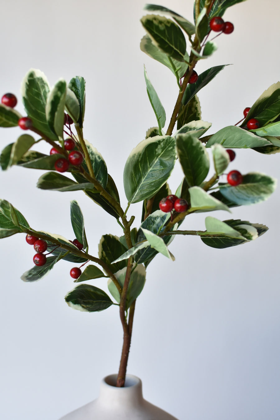 37" Faux Variegated Holly Branch