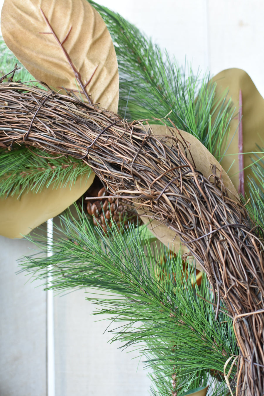 24" Faux Mixed Pine, Magnolia, Orange, and Berry Wreath