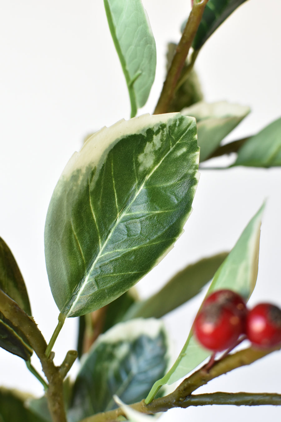 37" Faux Variegated Holly Branch