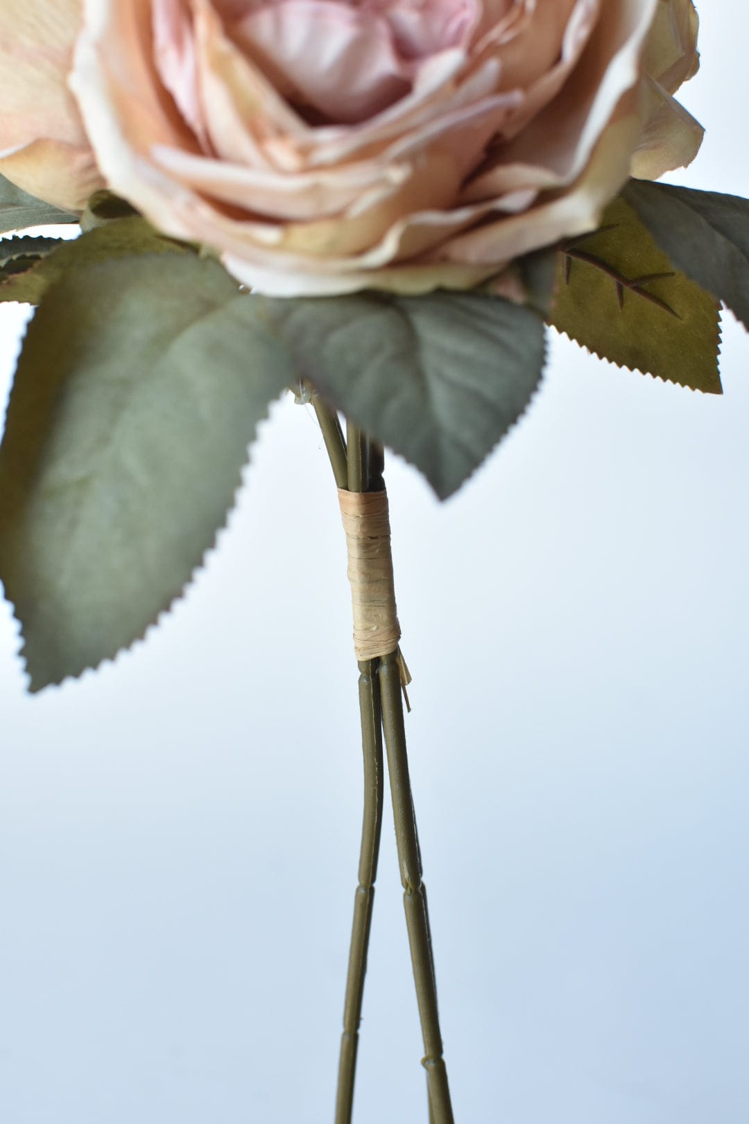 12.5" Faux Dried Cabbage Rose Tea Stained Pink