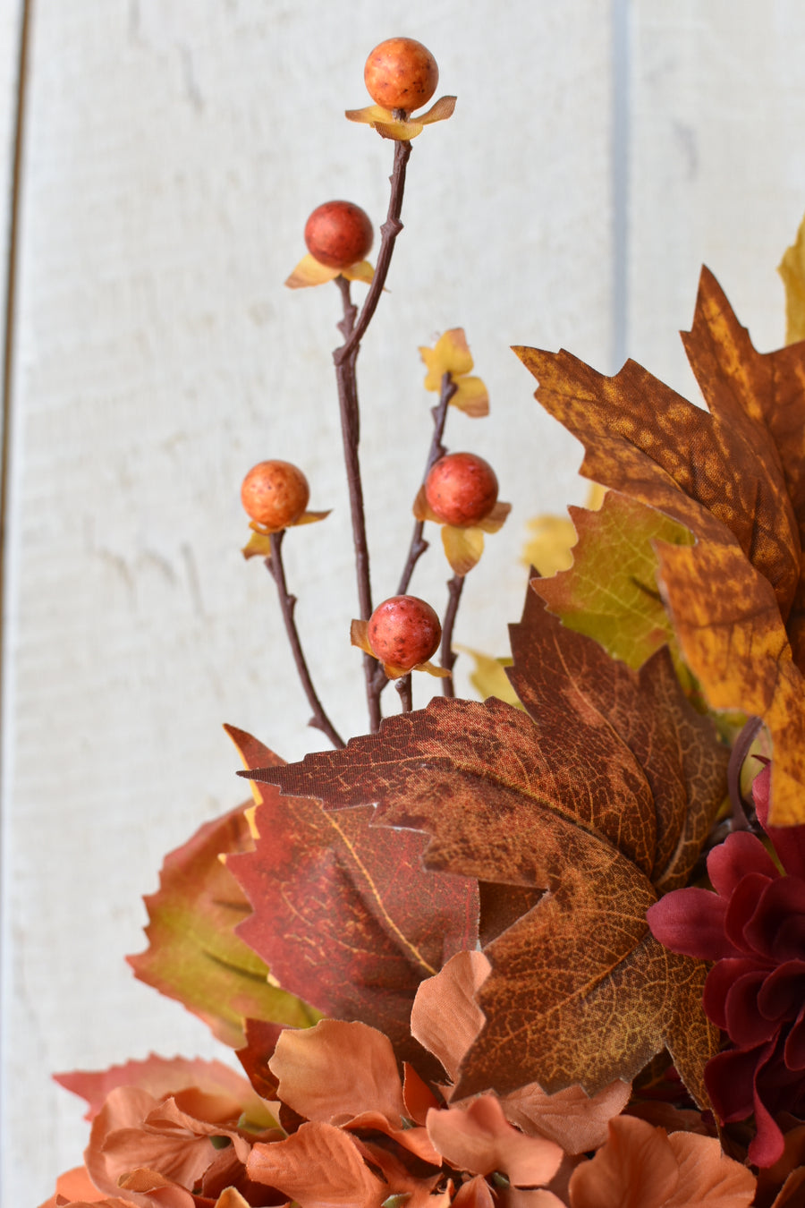 25" Faux Hydrangea + Pumpkin Fall Wreath