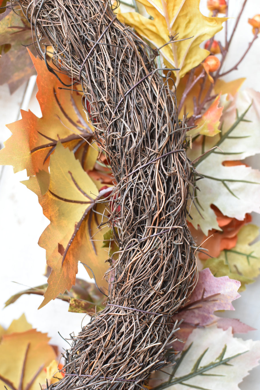 25" Faux Hydrangea + Pumpkin Fall Wreath