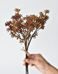 12 inch faux amber and tobacco sedum stem bundle of 3 stems, full view