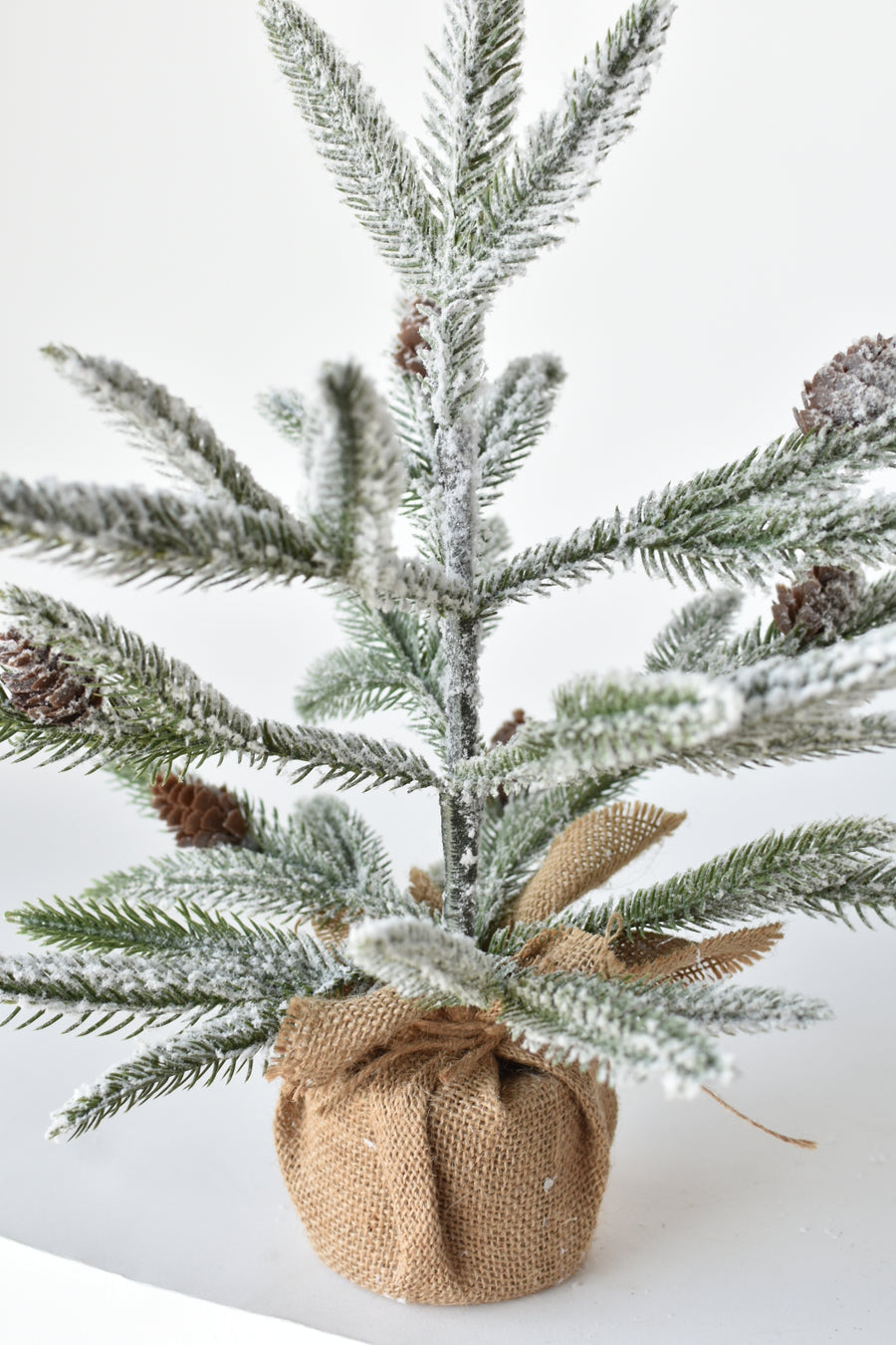 16" Faux Snowy Tree w/Burlap Bottom