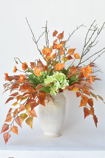 Red Orange Birch Poppy Hydrangea Twig - Curated Bundle