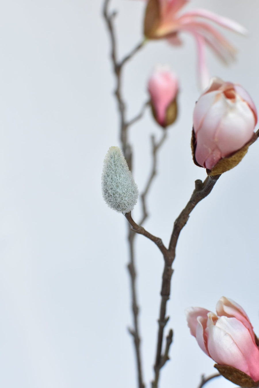 35" Faux Muted Pink Japanese Magnolia Bud Branch