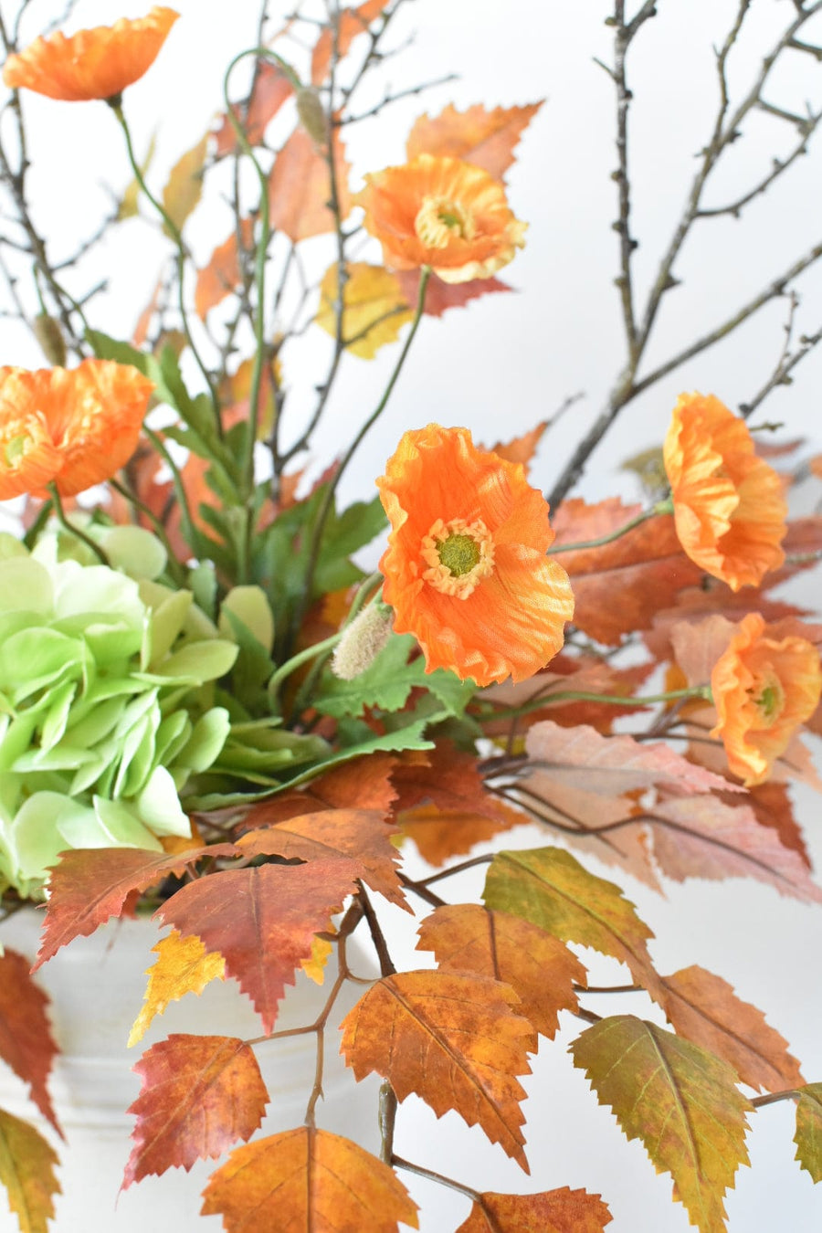 Red Orange Birch Poppy Hydrangea Twig - Curated Bundle