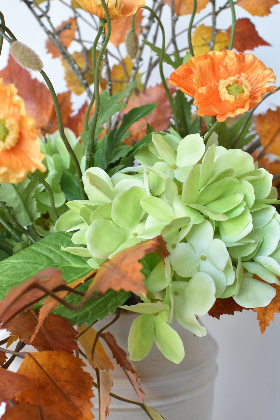 Red Orange Birch Poppy Hydrangea Twig - Curated Bundle
