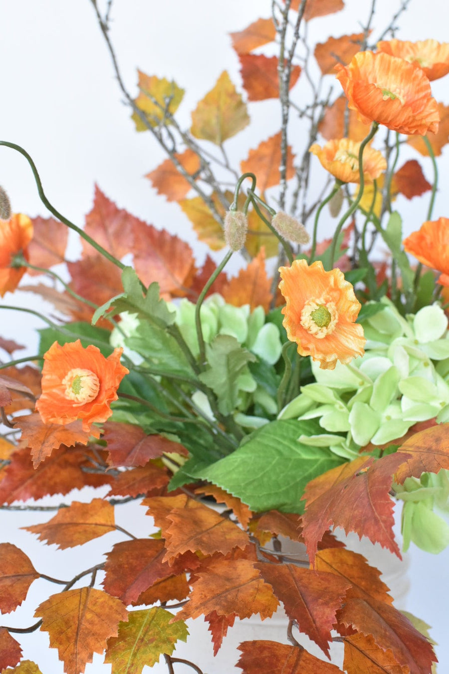 Red Orange Birch Poppy Hydrangea Twig - Curated Bundle