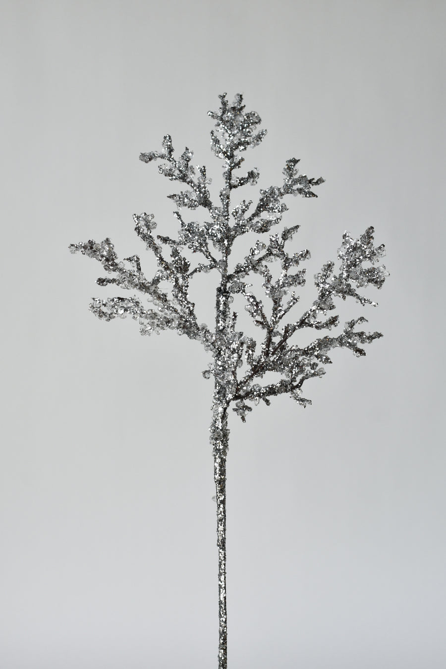 24" Silver Glittered and Ice Branch Stem