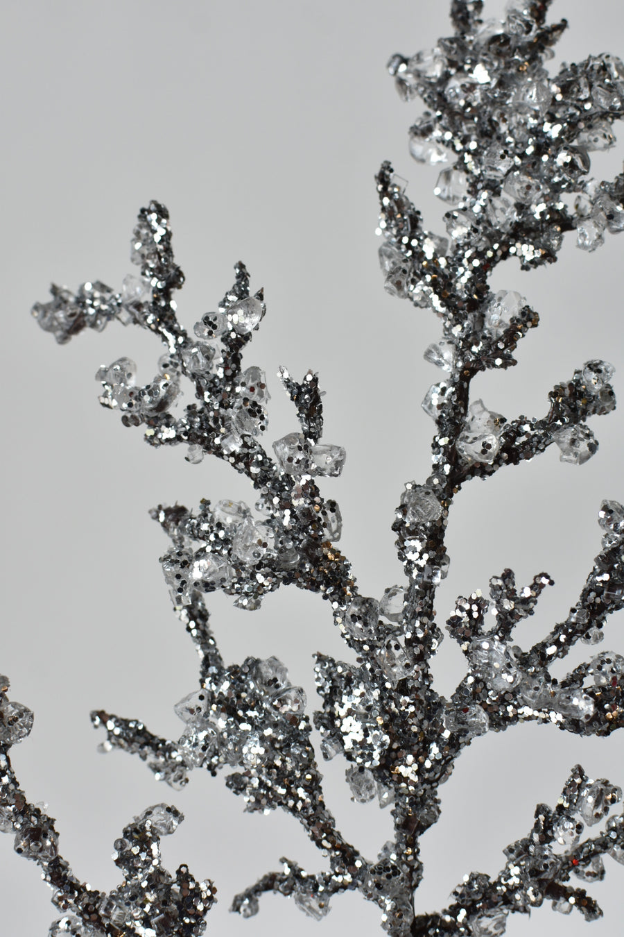 24" Silver Glittered and Ice Branch Stem