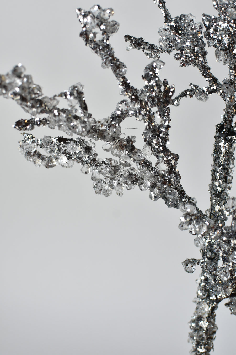 24" Silver Glittered and Ice Branch Stem