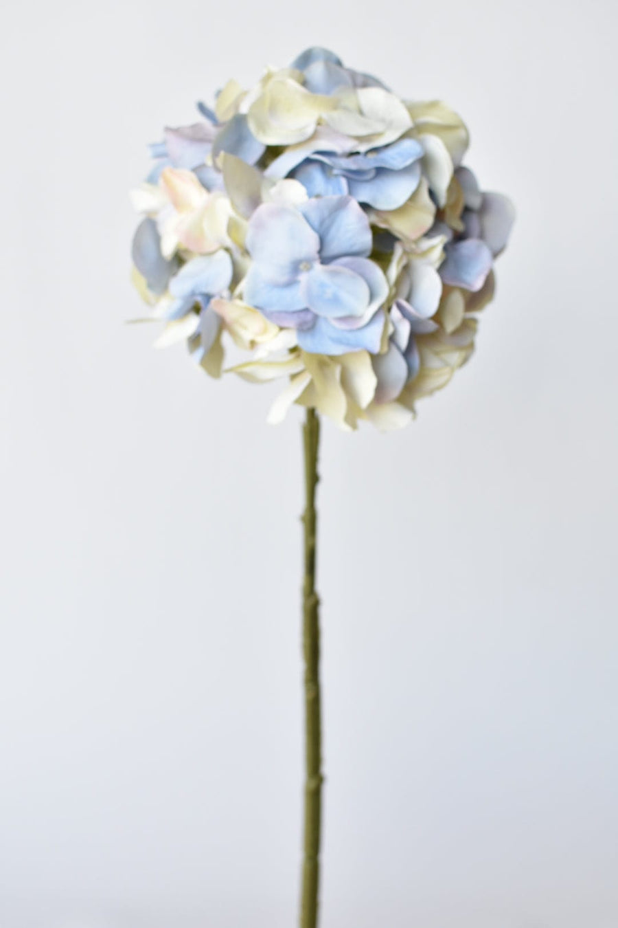 21" Faux Cream Lavendar Light Blue Hydrangea Stem